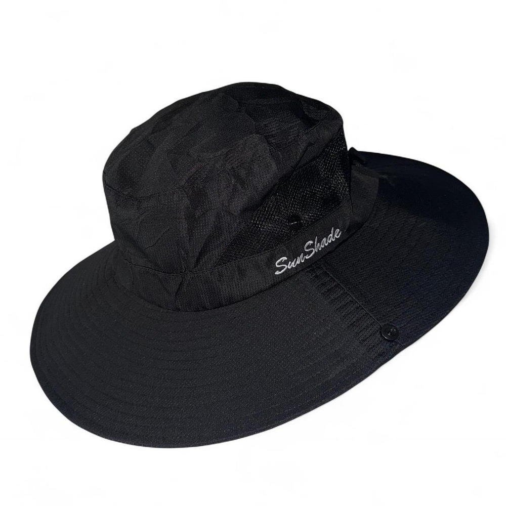 Sun Shade Wide Brim Sun Hat with Ponytail Hole Adjustable NWOT Black